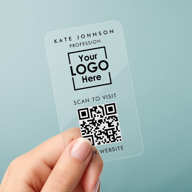 QR Code Business Logo Professional Transparent Clear Business Cards (Handheld)