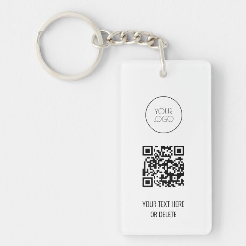 QR Code Business Logo Professional White and Black Keychain