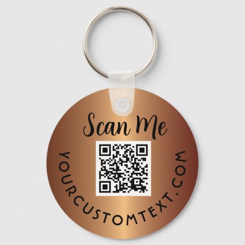 QR Code   Business Logo Promotional Gold Keychain