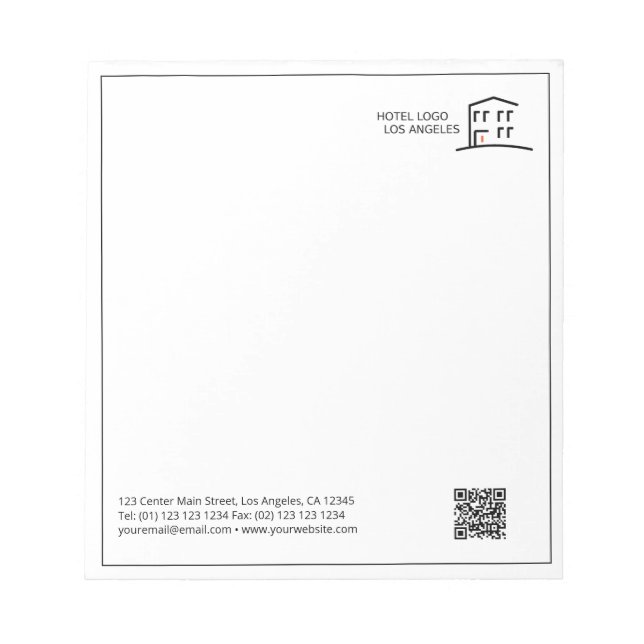 QR Code Business Logo Promotional Notepad (Front)