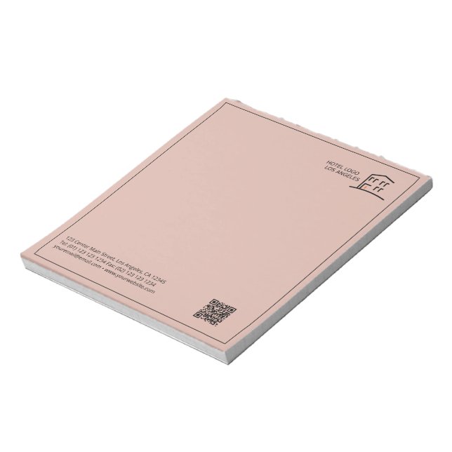 QR Code Business Logo Promotional Pink Notepad (Rotated)