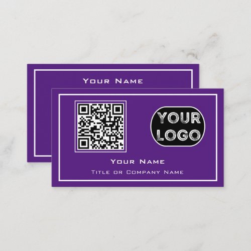 QR Code Business Logo Purple Minimalist Business Card