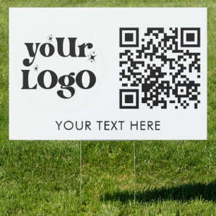 QR Code Business Logo Scan Me Text Sign