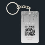 QR Code Business Logo Silver Glitter Drip Keychain<br><div class="desc">QR Code Business Logo Silver Glitter Drip Keychain
This trendy,  girly and modern rose gold dripping glitter business card will be the perfect addition to your small business promotional supplies.</div>