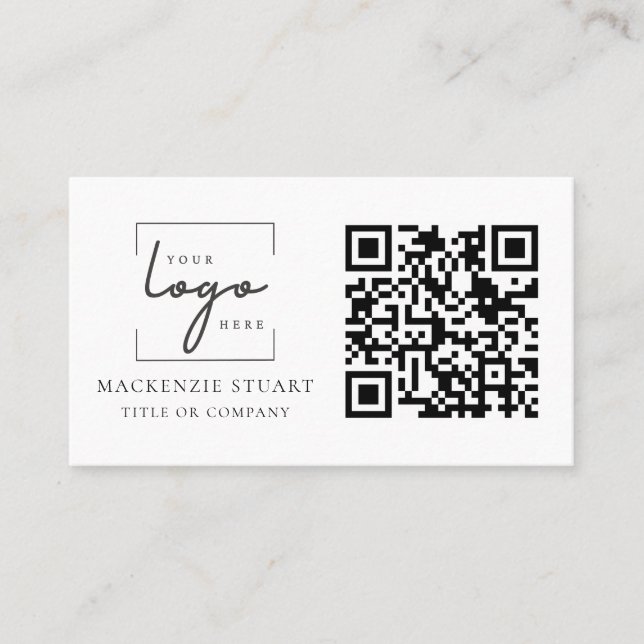 QR Code Business Logo Simple Minimal Professional  Card (Front)