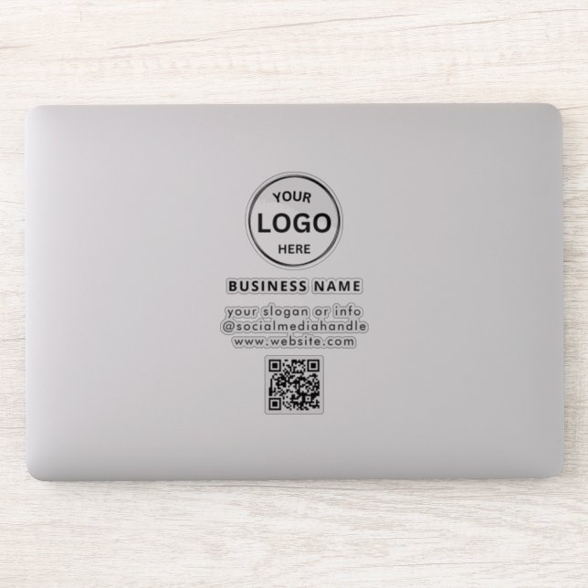 Qr Code Business Logo Simple Minimalist Laptop Sticker (Computer)