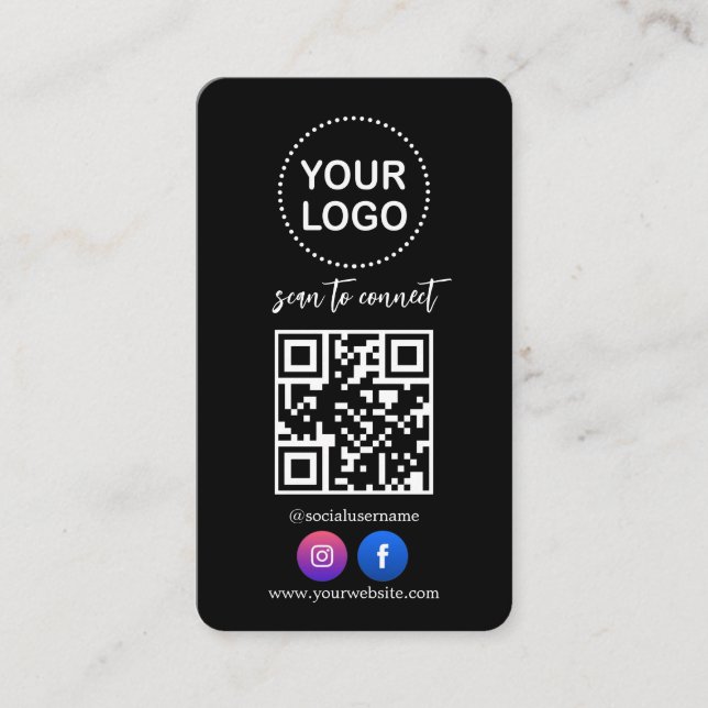 QR Code Business Logo Social Media Professional   Business Card (Front)