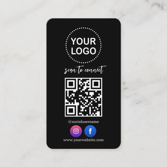 QR Code Business Logo Social Media Professional Business Card | Zazzle