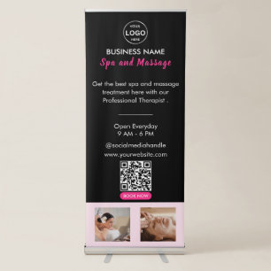 Qr code Business Logo Spa Beauty Salon Pink Photo Retractable Banner