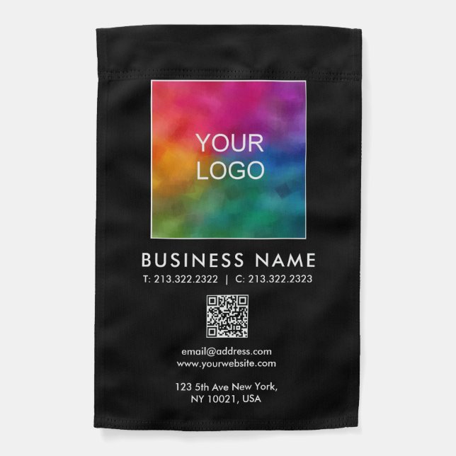 QR Code Business Logo Template Double Sided Garden Flag (Front)