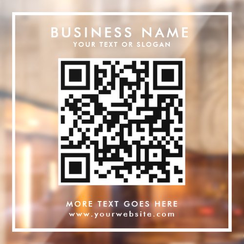 QR Code Business Logo Text Elegant Personalized Window Cling