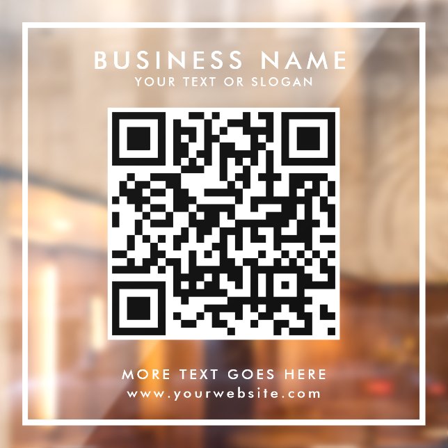 QR Code Business Logo Text Elegant Personalized Window Cling (Sheet 2)