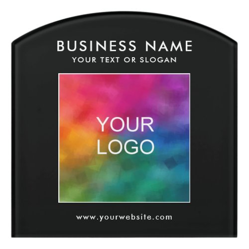 QR Code Business Logo Text Modern Elegant Contour Door Sign
