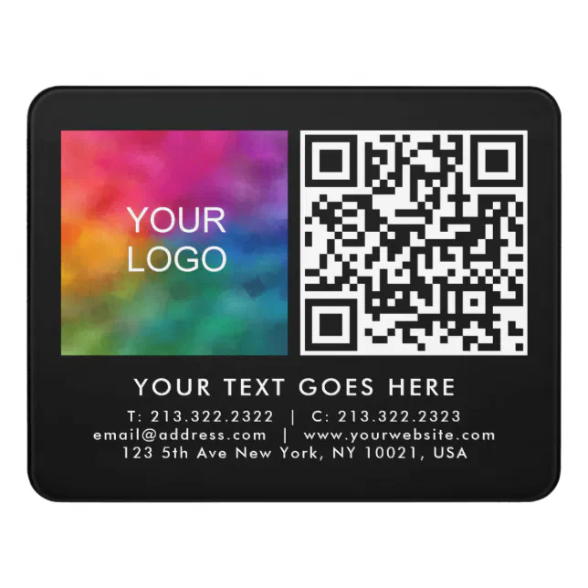 Qr Code Name Text QR Code Business Logo Text Name Create Your Own Door Sign | Zazzle