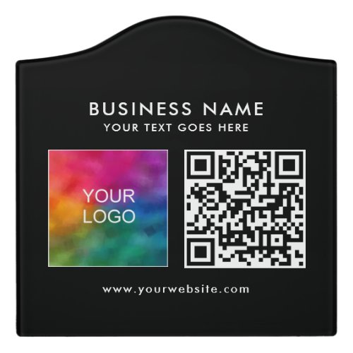 QR Code Business Logo Text Template Modern Room Door Sign