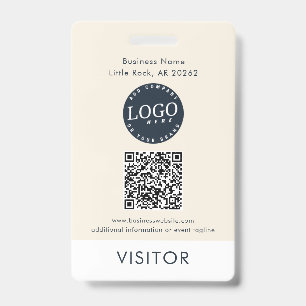 QR Code Business Logo Visitor ID Modern Badge