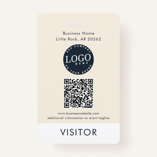 QR Code Business Logo Visitor ID Modern Badge (Front)