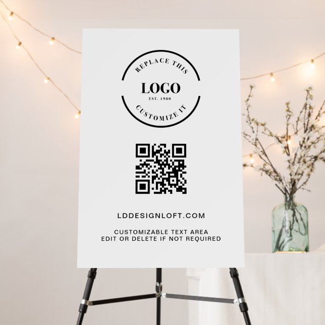 QR code Business logo website Custom text simple Foam Board (In Situ (Stand))