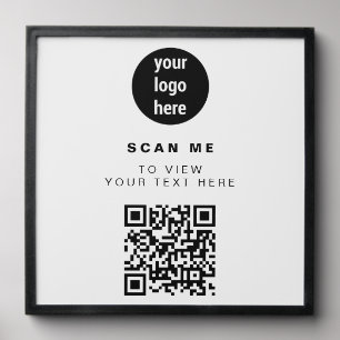 QR Code Business Logo White Minimalist Business Peel And Stick Photo Tile