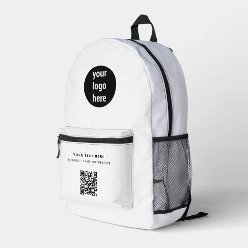 QR Code Business Logo White Minimalist Business  Printed Backpack