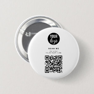QR Code Business Logo White Minimalist Corporate Button