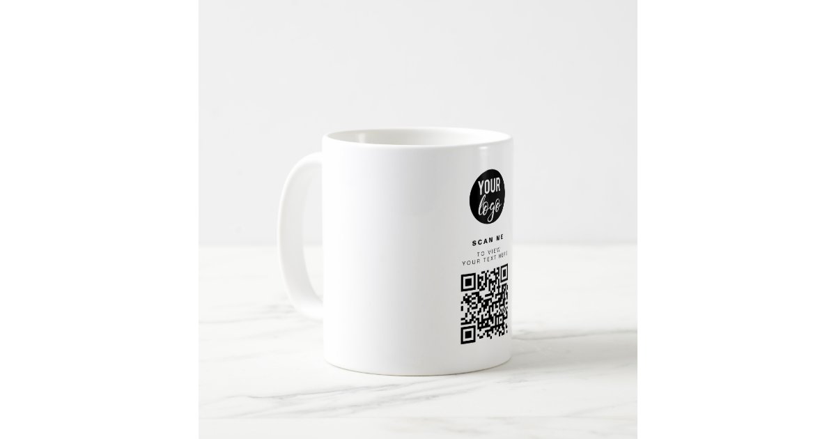 QR Code Business Logo White Minimalist Corporate Coffee Mug | Zazzle
