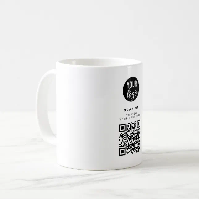 QR Code Business Logo White Minimalist Corporate Coffee Mug | Zazzle