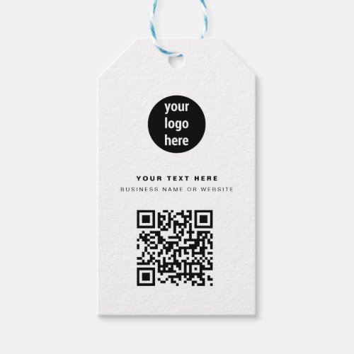 QR Code Business Logo White Minimalist Corporate  Gift Tags