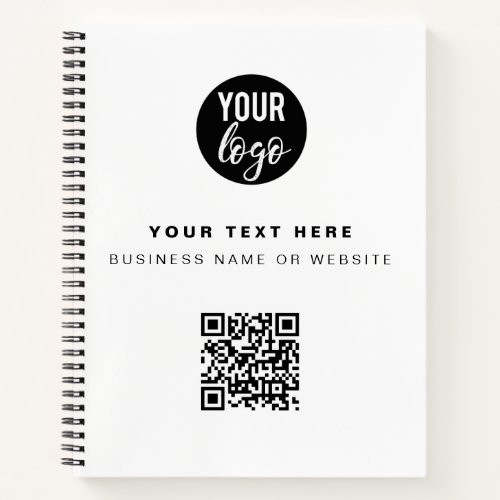 QR Code Business Logo White Minimalist Corporate  Notebook
