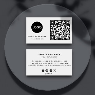 QR Code Business Logo White Modern Professional Business Card