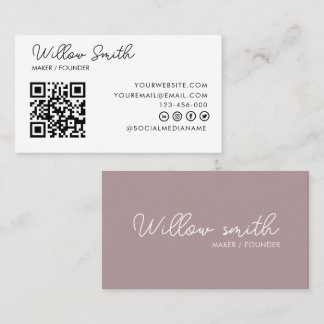 QR Code Business Logo | White Modern Professional Business Card