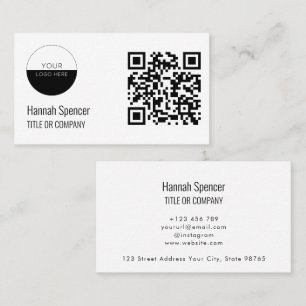 QR Code Business Logo  White Modern Professional  Card