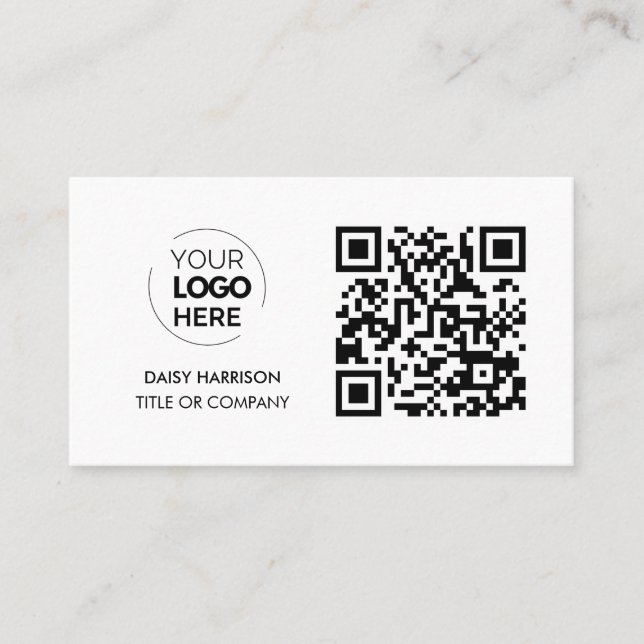 QR Code Business Logo | White Modern Professional Card (Front)