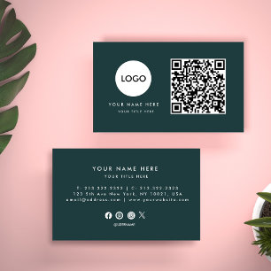 QR Code Business Logo White Modern Professional Card