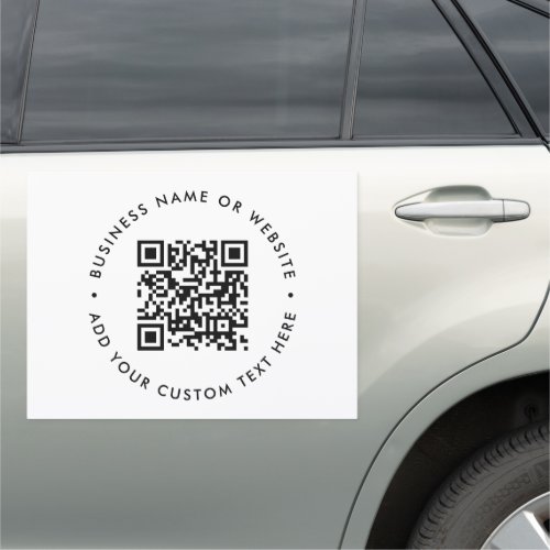 QR Code Business Modern Minimal Clean Simple White Car Magnet