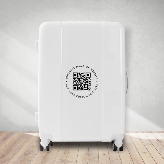 QR Code Business Modern Minimal Clean Simple White Luggage (Interactive editable QR code luggage to promote your business, products or services.)