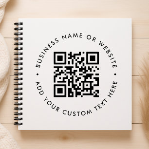 QR Code Business Modern Minimal Clean Simple White Notebook