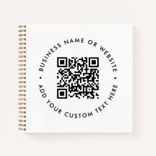 QR Code Business Modern Minimal Clean Simple White Notebook