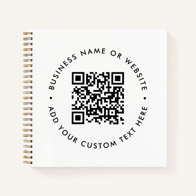 QR Code Business Modern Minimal Clean Simple White Notebook (Front)