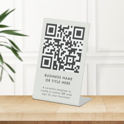 QR Code  Business Modern Minimalist Simple Gray Pedestal Sign