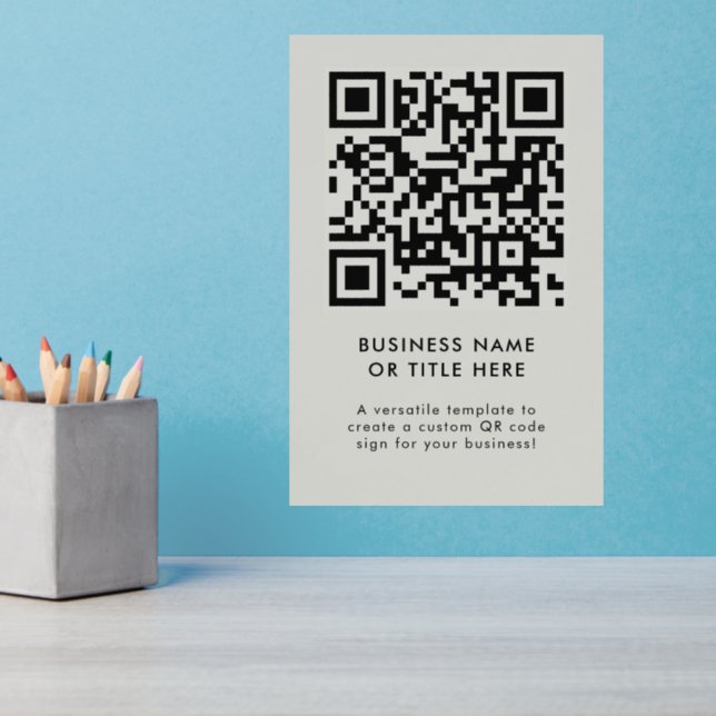 QR Code | Business Modern Minimalist Simple Gray Wall Decal (Home Office 3)