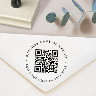 QR Code Business Modern Minimalist Simple Round Rubber Stamp