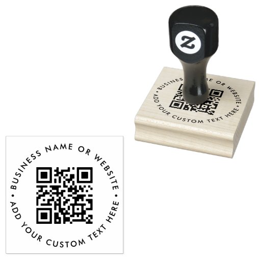 QR Code | Business Modern Minimalist Simple Round Rubber Stamp | Zazzle