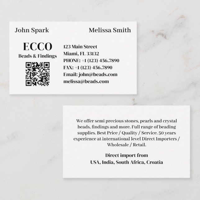 QR code Business Monogram Card (Front/Back)