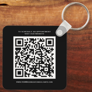 QR Code Business Monogram Logo Black Red White Keychain