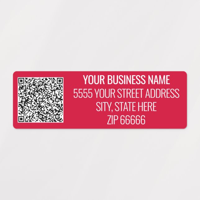 QR Code Business Name Address Labels - Your Colors (Design 1)