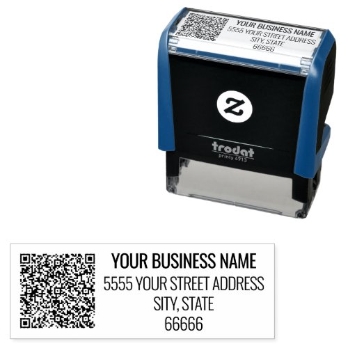 QR Code Business Name Address Self_inking Stamp