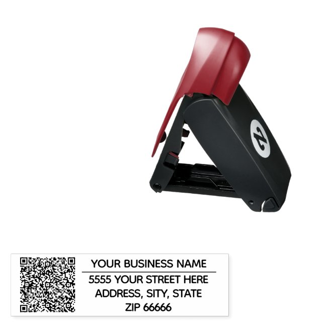 QR Code Business Name Address Your Modern Stamp (Open with Design)