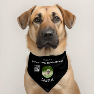 QR Code Business Name Custom Photo Pet Bandana Collar