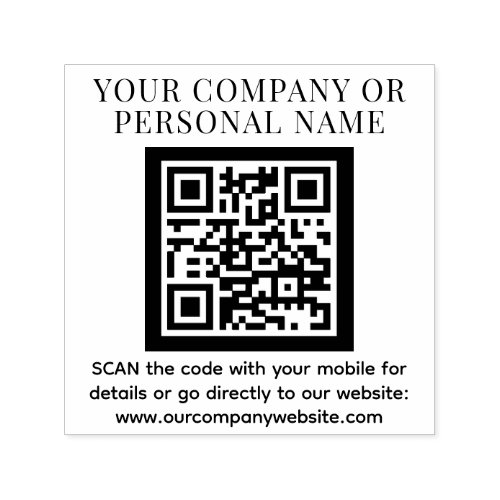 QR CODE business name custom text modern Self-inking Stamp